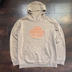 Lollapalooza Hoodie Independent Trading Company Size M Sweatshirt Brown Orange